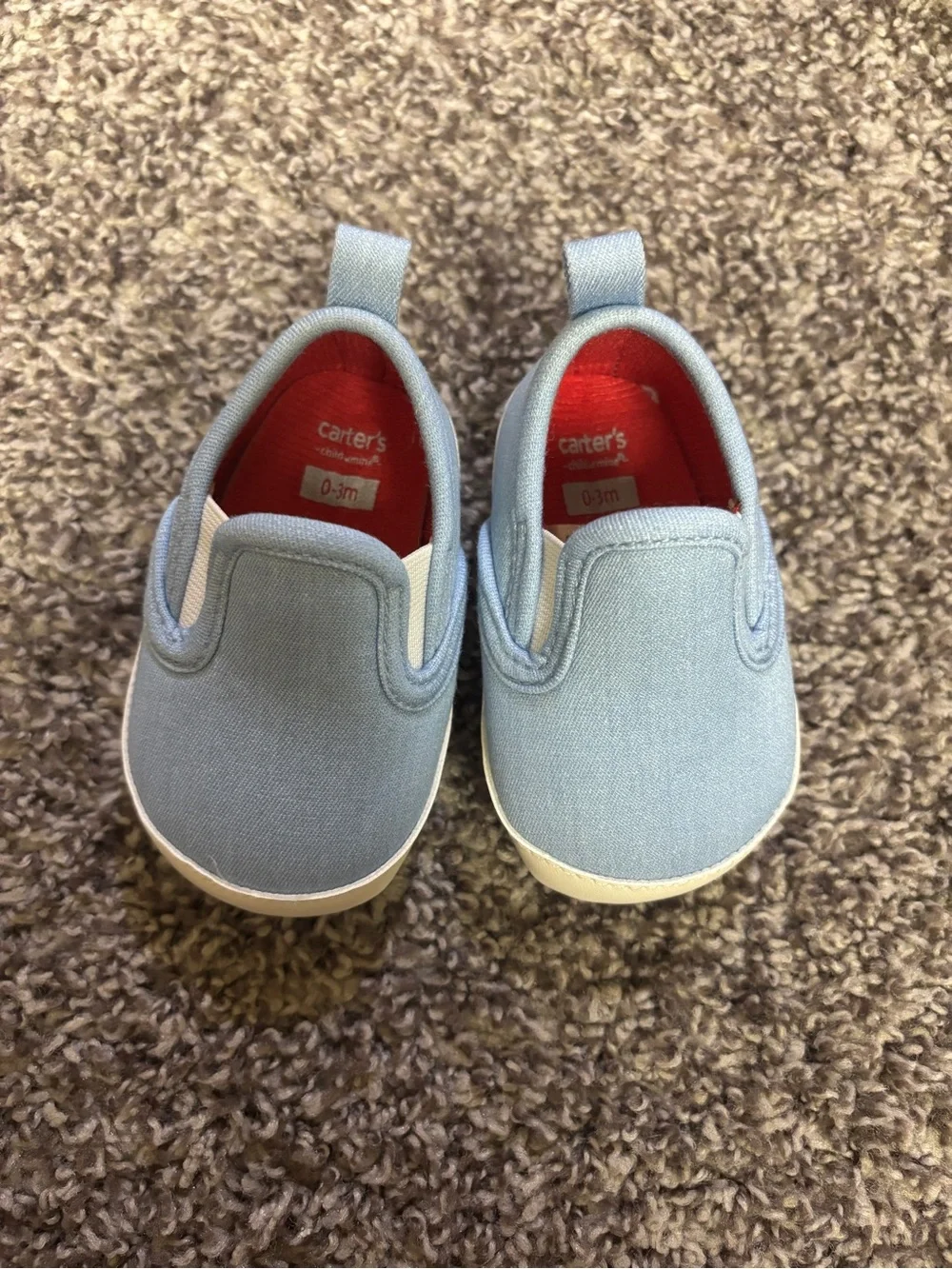 Carter's Baby Slip-On Shoes in Light Blue with Red Insole